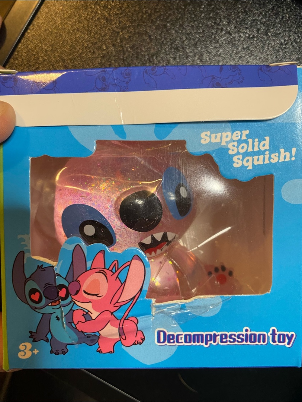 Pink Glitter Kids Decompression Squish Toy - Cute Cartoon Character